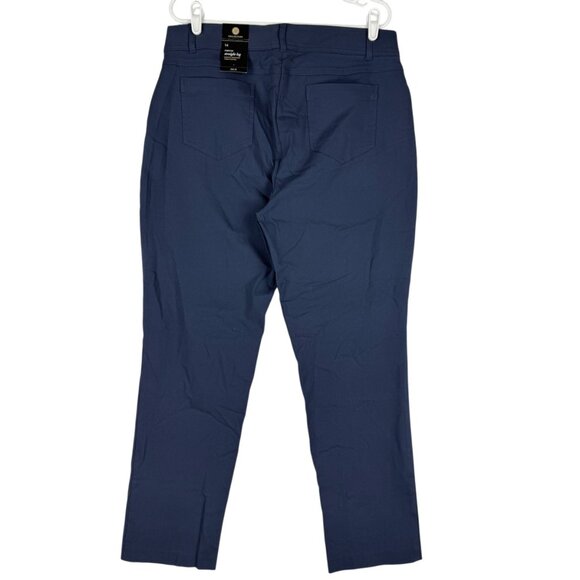 JM Collection Women's Curvy Fit Straight Tummy Control Navy Stretch Pants 14 NWT - Picture 2 of 9